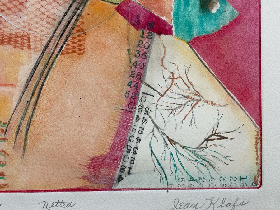 Original Jean Klafs Abstract Expressionist Monotype On Paper Titled Netted Fishing Net 1 Of 1 9 X 12 [Photo 7]