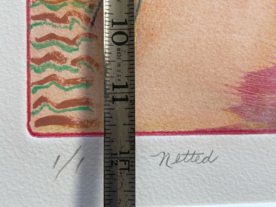 Original Jean Klafs Abstract Expressionist Monotype On Paper Titled Netted Fishing Net 1 Of 1 9 X 12 [Photo 10]