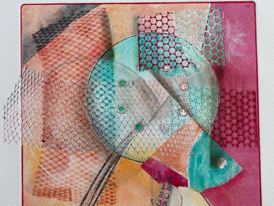 Original Jean Klafs Abstract Expressionist Monotype On Paper Titled Netted Fishing Net 1 Of 1 9 X 12 [Photo 8]