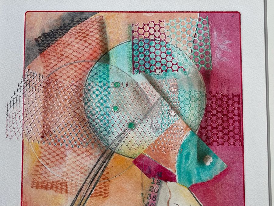 Original Jean Klafs Abstract Expressionist Monotype On Paper Titled Netted Fishing Net 1 Of 1 9 X 12 [Photo 3]