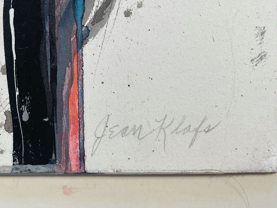 Original Jean Klafs Abstract Painting On Paper Titled 'Caution Open Trench' 21 X 14.5 [Photo 7]