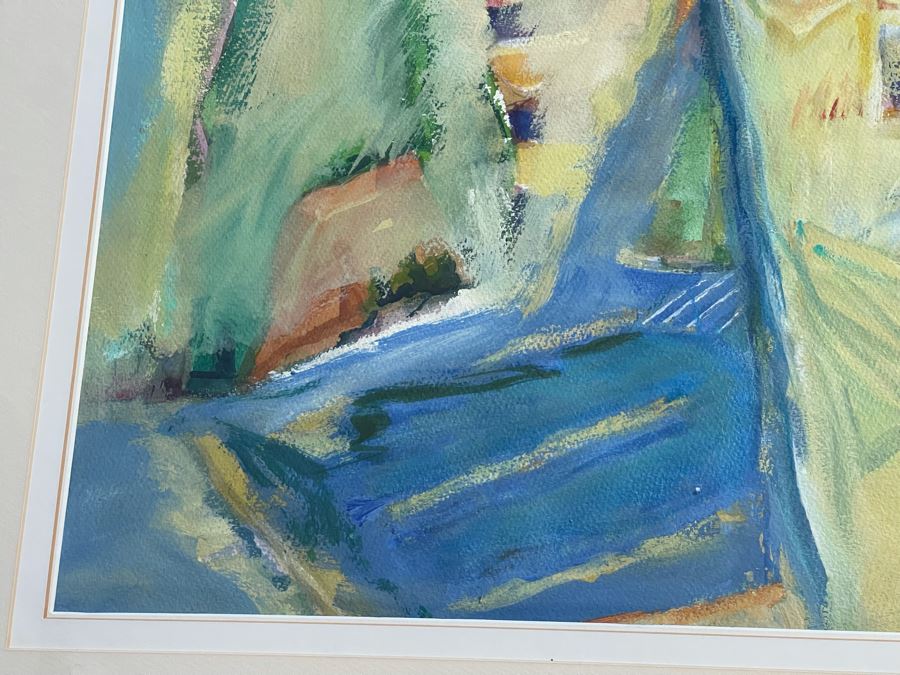 Framed Original Jean Klafs Abstract Watercolor, Acrylic Painting On Paper Titled 'Tres Vistas' 29 X 36 [Photo 10]