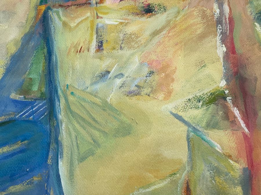 Framed Original Jean Klafs Abstract Watercolor, Acrylic Painting On Paper Titled 'Tres Vistas' 29 X 36 [Photo 9]