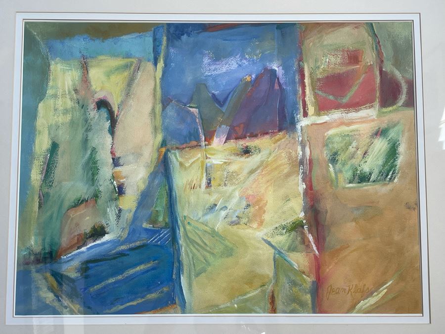 Framed Original Jean Klafs Abstract Watercolor, Acrylic Painting On Paper Titled 'Tres Vistas' 29 X 36 [Photo 4]