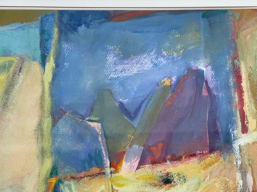 Framed Original Jean Klafs Abstract Watercolor, Acrylic Painting On Paper Titled 'Tres Vistas' 29 X 36 [Photo 5]