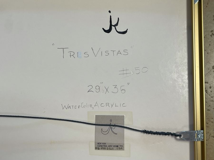 Framed Original Jean Klafs Abstract Watercolor, Acrylic Painting On Paper Titled 'Tres Vistas' 29 X 36 [Photo 11]