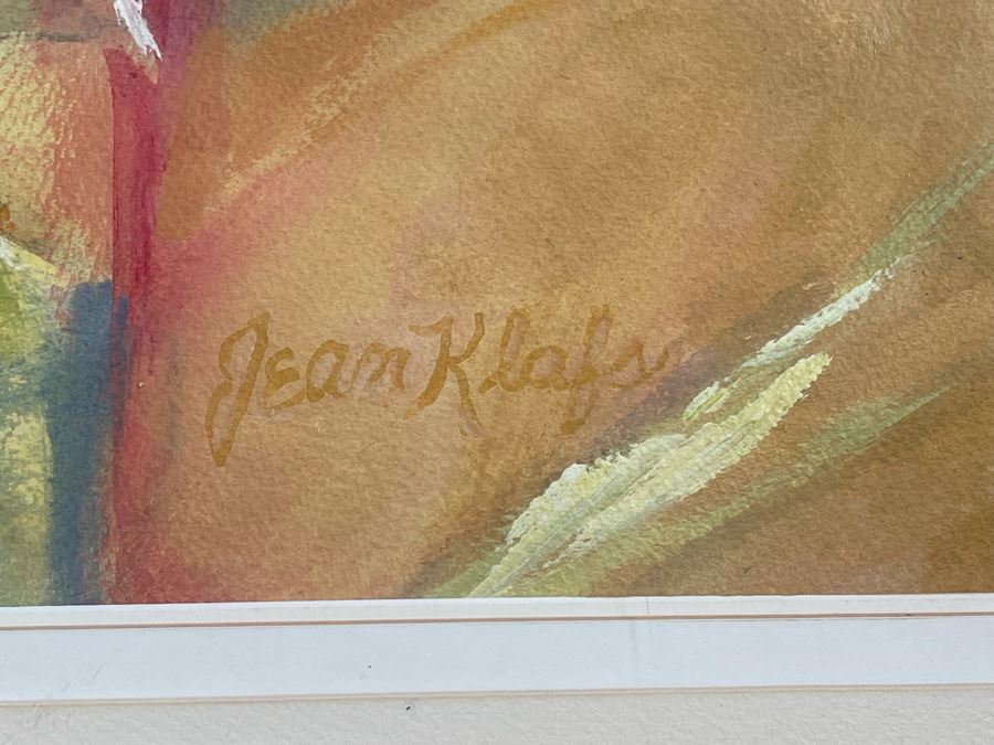Framed Original Jean Klafs Abstract Watercolor, Acrylic Painting On Paper Titled 'Tres Vistas' 29 X 36 [Photo 8]