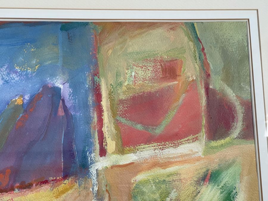 Framed Original Jean Klafs Abstract Watercolor, Acrylic Painting On Paper Titled 'Tres Vistas' 29 X 36 [Photo 6]