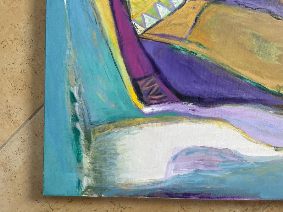 Original Jean Klafs Abstract Painting On Canvas Unsigned 40 X 30 [Photo 5]