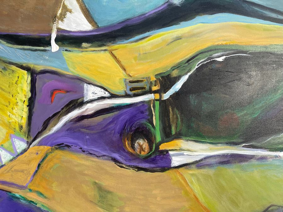 Original Jean Klafs Abstract Painting On Canvas Unsigned 40 X 30 [Photo 3]