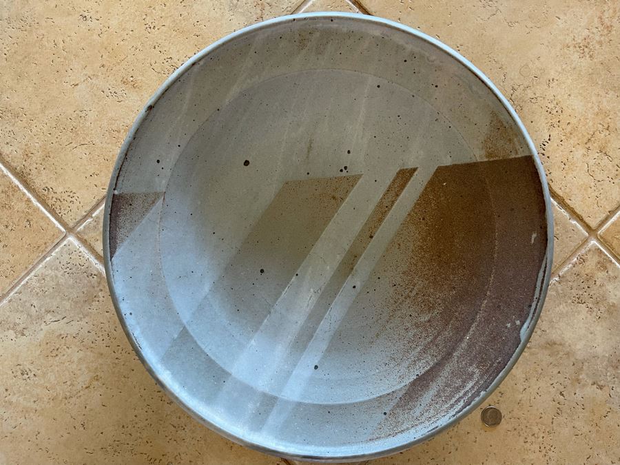 Large Signed Mid-Century Pottery Bowl 18.5R X 3.5H [Photo 2]