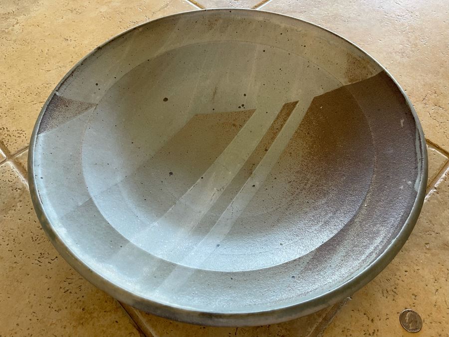 Large Signed Mid-Century Pottery Bowl 18.5R X 3.5H [Photo 3]