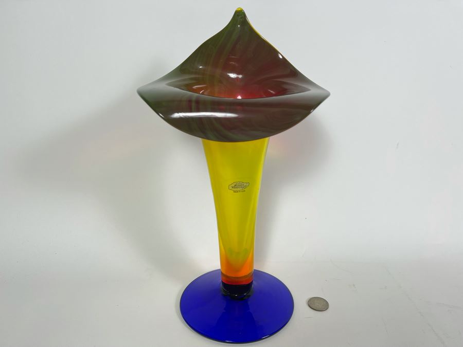 Vintage Blenko Art Glass Tulip Vase 12.5H Retails $175 [Photo 4]