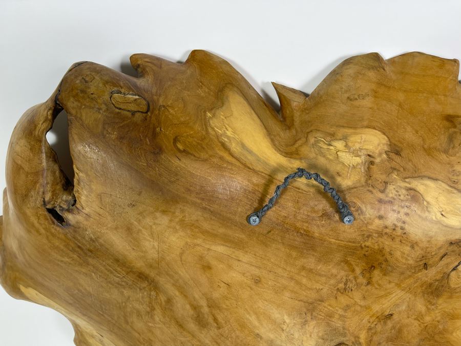 Hand Carved Burl Wood Sculpture Of Leaf Wall Hanging 30W X 31H [Photo 9]
