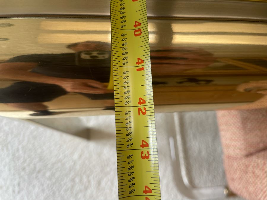 Four Signed 'Lion In Frost' Lucite And Brass Designer Chairs With Brass DIA Expandable Dining Table With Built-In Sliding Leaves 42 X 52 (104' With Leaves Extended) Estimate $10,000 [Photo 16]