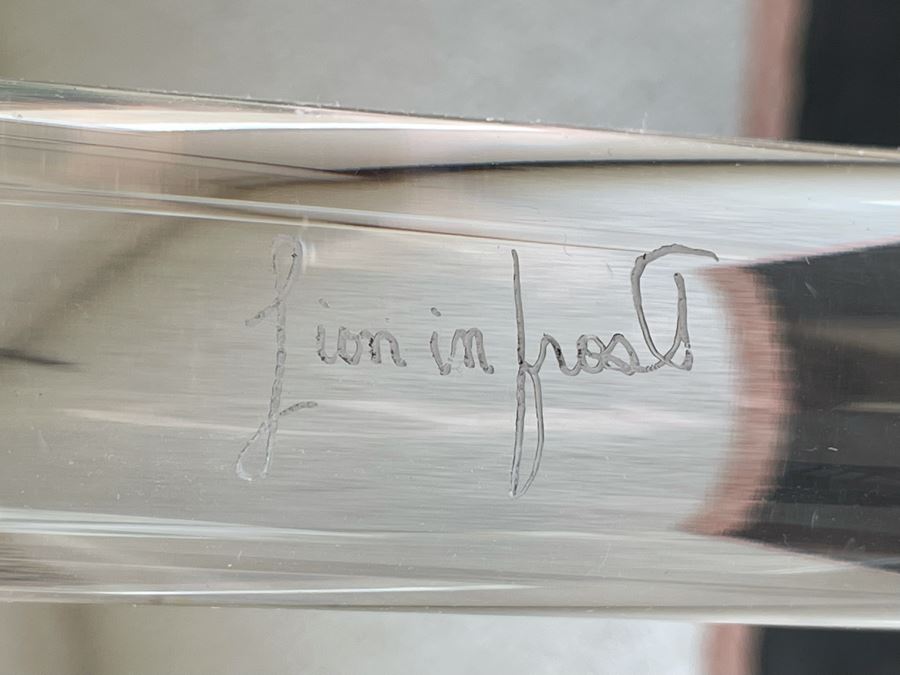 Four Signed 'Lion In Frost' Lucite And Brass Designer Chairs With Brass DIA Expandable Dining Table With Built-In Sliding Leaves 42 X 52 (104' With Leaves Extended) Estimate $10,000 [Photo 14]