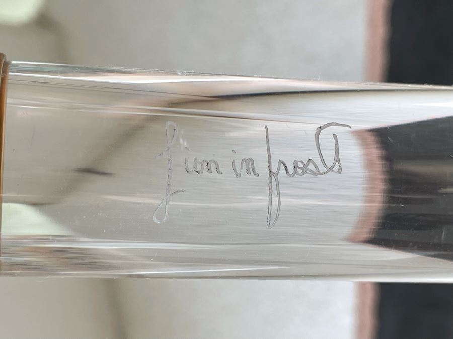 Four Signed 'Lion In Frost' Lucite And Brass Designer Chairs With Brass DIA Expandable Dining Table With Built-In Sliding Leaves 42 X 52 (104' With Leaves Extended) Estimate $10,000 [Photo 2]