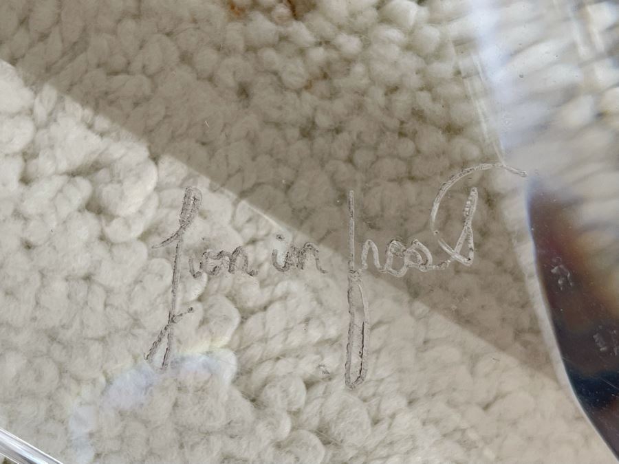 Signed 'Lion In Frost' Lucite And Brass Designer Butterfly Coffee Table With Glass Top Estimate $3,800 [Photo 13]