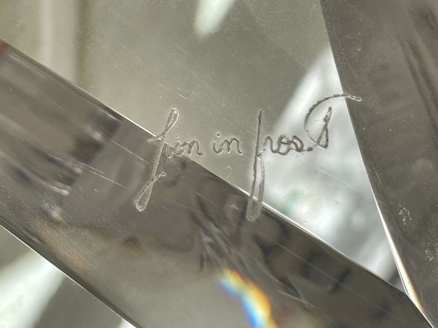 Signed 'Lion In Frost' Lucite And Brass Designer Butterfly Coffee Table With Glass Top Estimate $3,800 [Photo 12]