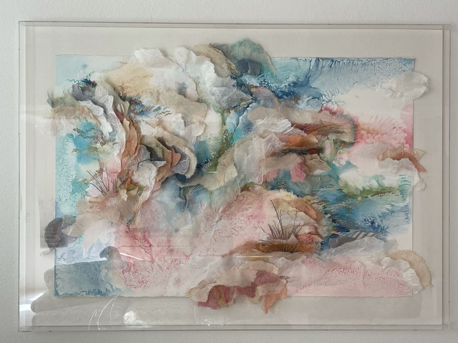 Very Large 3-D Mixed Media Collage In Lucite Shadowbox Frame 70.5W X 50.5H [Photo 2]