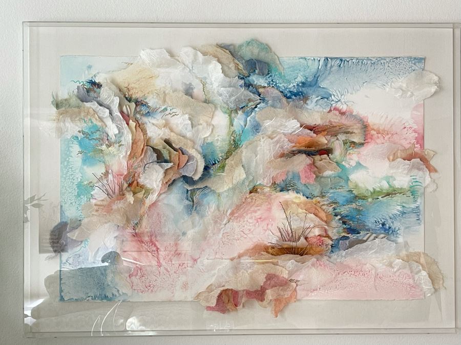 Very Large 3-D Mixed Media Collage In Lucite Shadowbox Frame 70.5W X 50.5H [Photo 6]