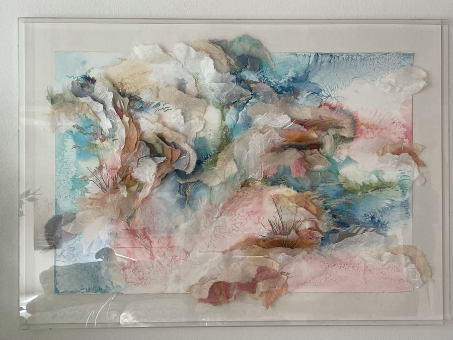 Very Large 3-D Mixed Media Collage In Lucite Shadowbox Frame 70.5W X 50.5H [Photo 4]