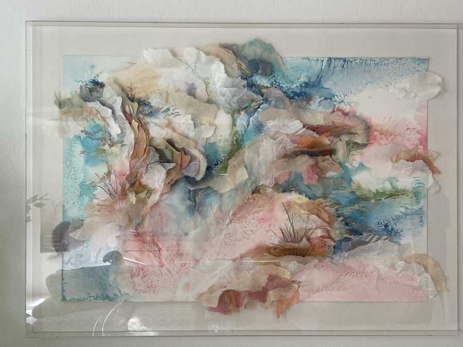 Very Large 3-D Mixed Media Collage In Lucite Shadowbox Frame 70.5W X 50.5H [Photo 5]