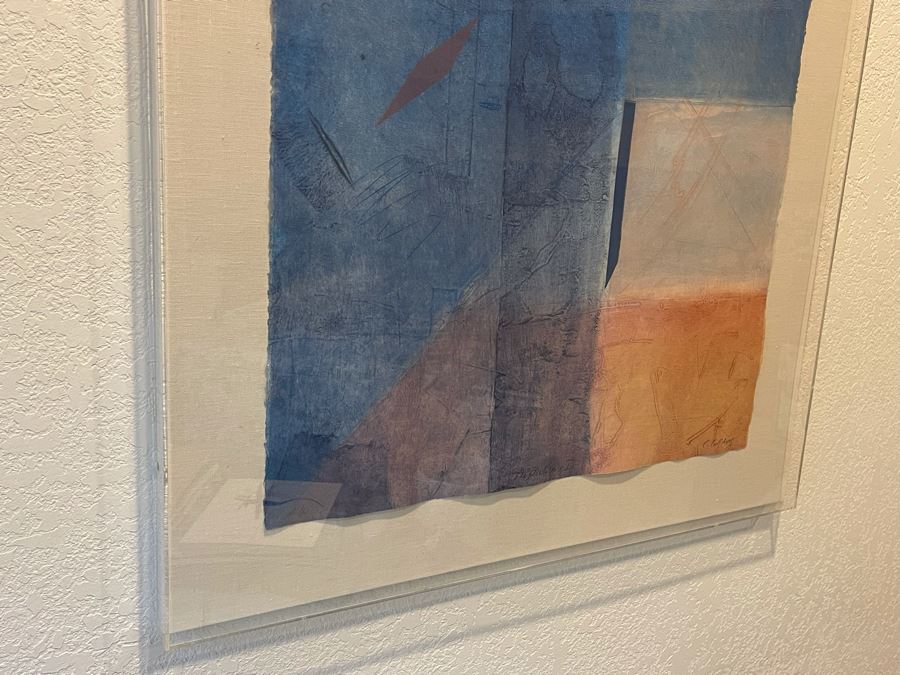 Original Abstract Artwork Signed C. Colby In Lucite Shadowbox Frame 28.5 X 36 [Photo 7]