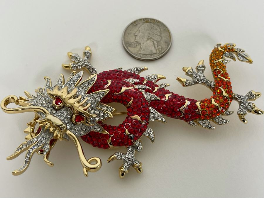 Large Signed Vintage Butler & Wilson Dragon Brooch Pin [Photo 7]