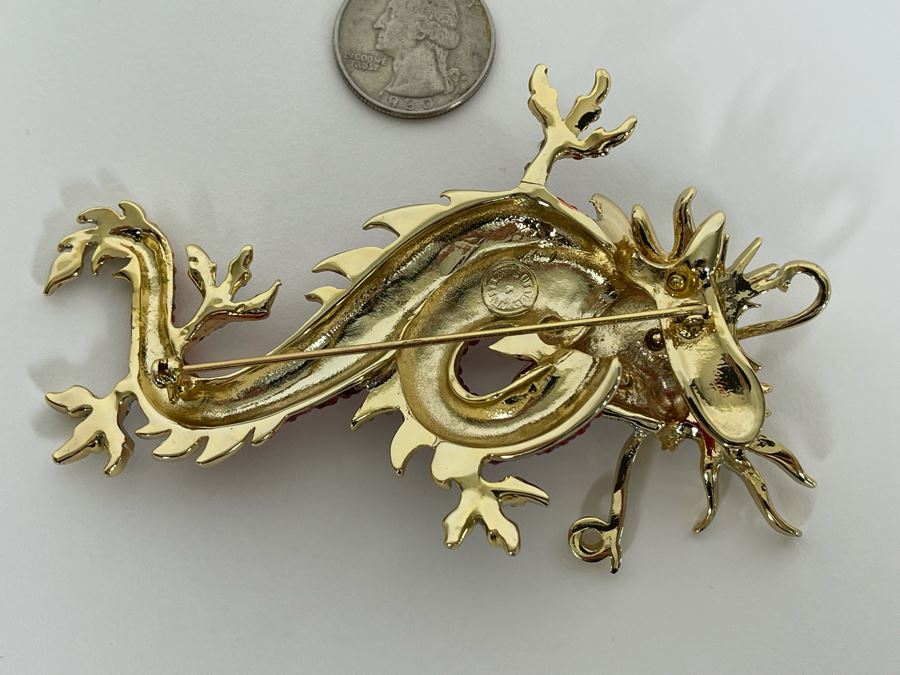 Large Signed Vintage Butler & Wilson Dragon Brooch Pin [Photo 8]
