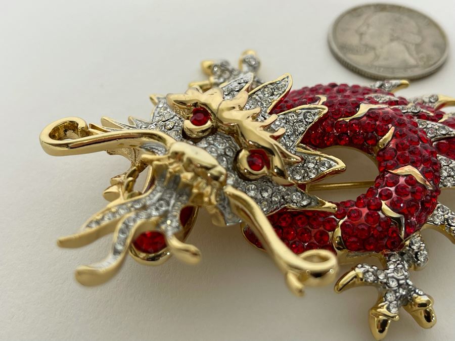 Large Signed Vintage Butler & Wilson Dragon Brooch Pin [Photo 3]