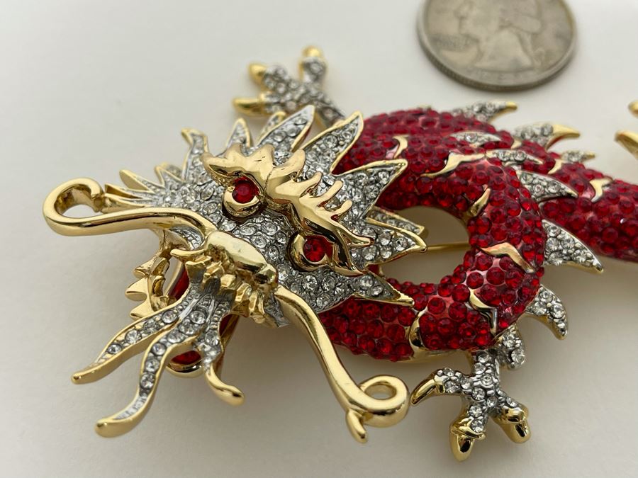 Large Signed Vintage Butler & Wilson Dragon Brooch Pin [Photo 4]