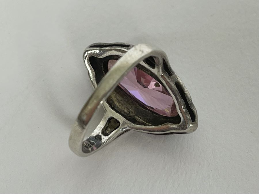 Vintage Sterling Silver Ring With Stone Size 5.25 5.5g [Photo 10]