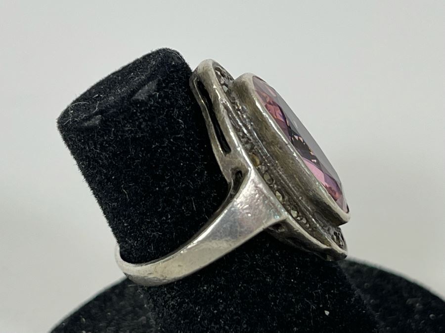 Vintage Sterling Silver Ring With Stone Size 5.25 5.5g [Photo 7]