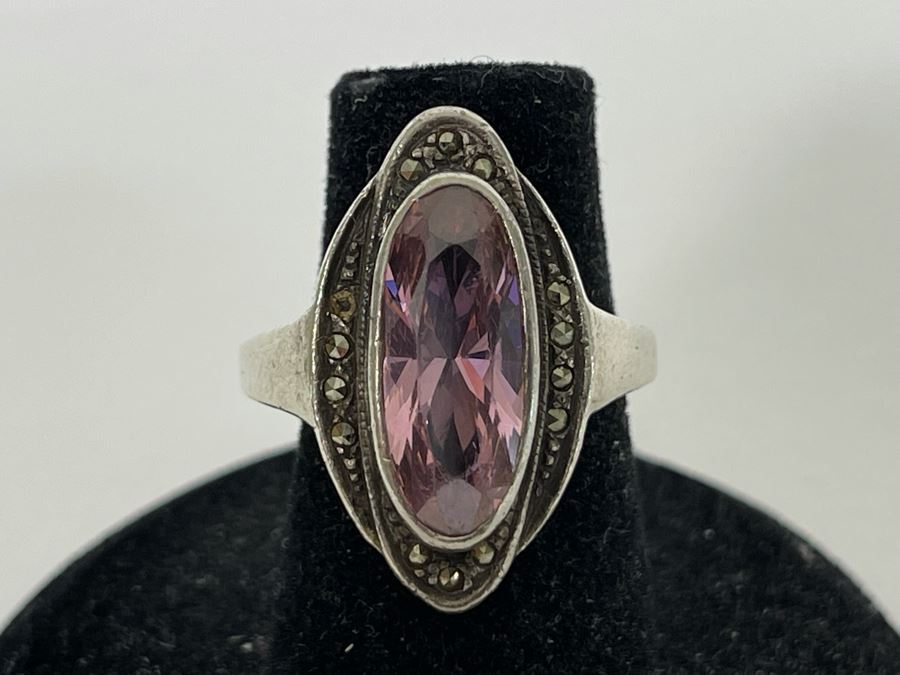 Vintage Sterling Silver Ring With Stone Size 5.25 5.5g [Photo 4]