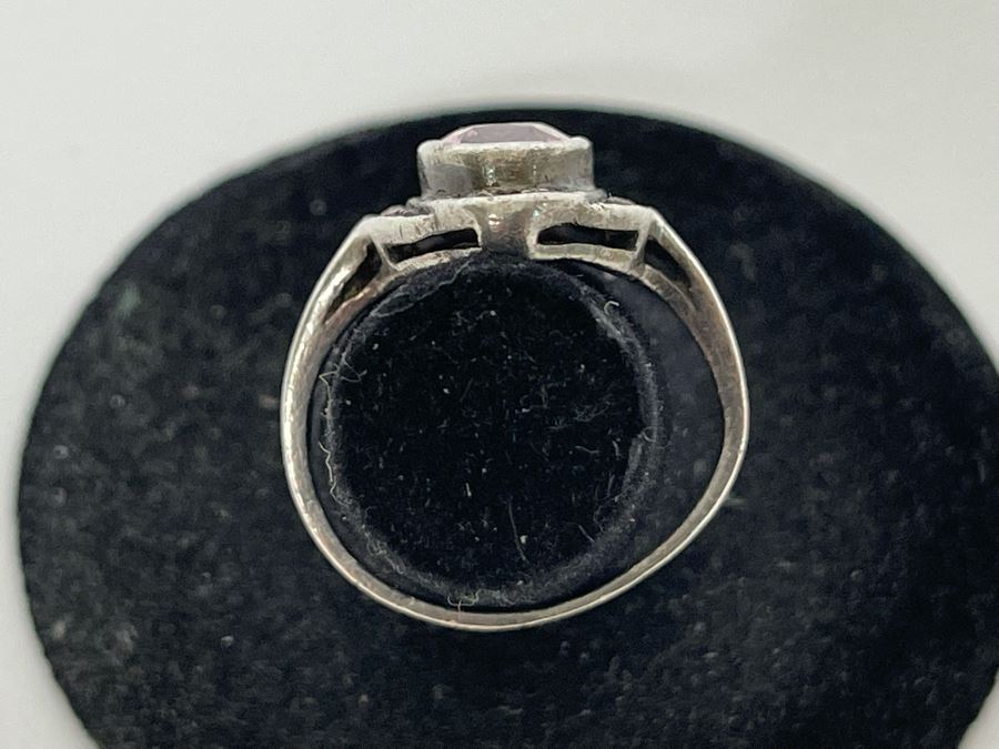 Vintage Sterling Silver Ring With Stone Size 5.25 5.5g [Photo 8]