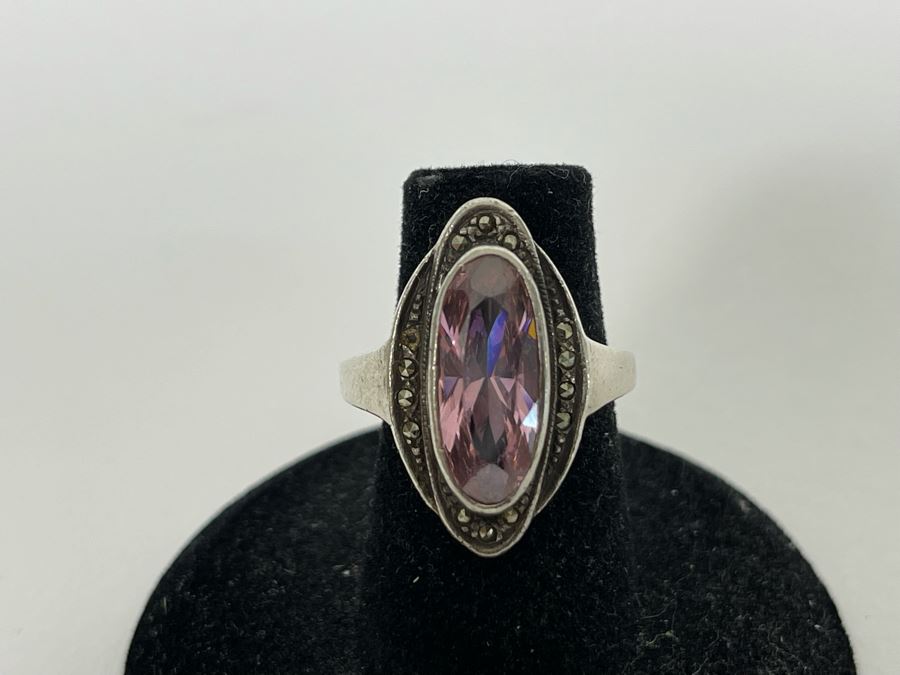 Vintage Sterling Silver Ring With Stone Size 5.25 5.5g [Photo 2]