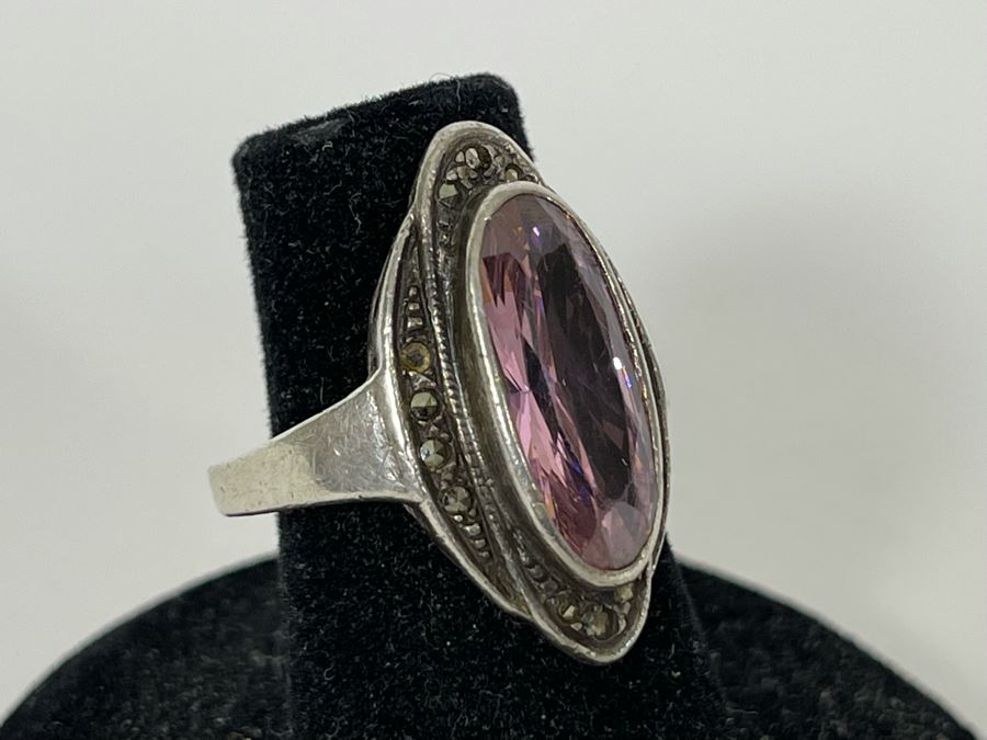 Vintage Sterling Silver Ring With Stone Size 5.25 5.5g [Photo 5]
