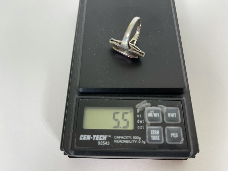 Vintage Sterling Silver Ring With Stone Size 5.25 5.5g [Photo 12]