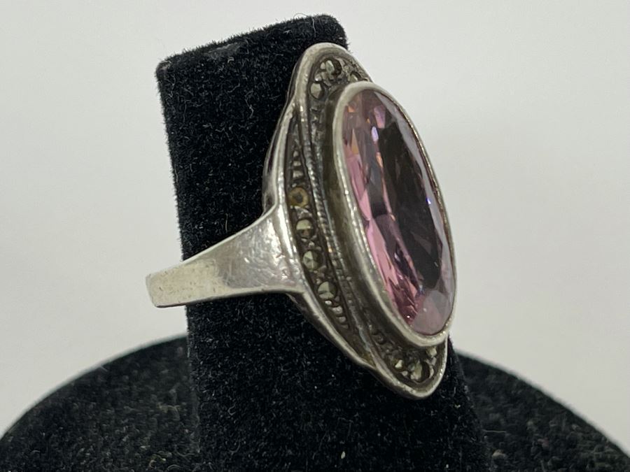 Vintage Sterling Silver Ring With Stone Size 5.25 5.5g [Photo 6]
