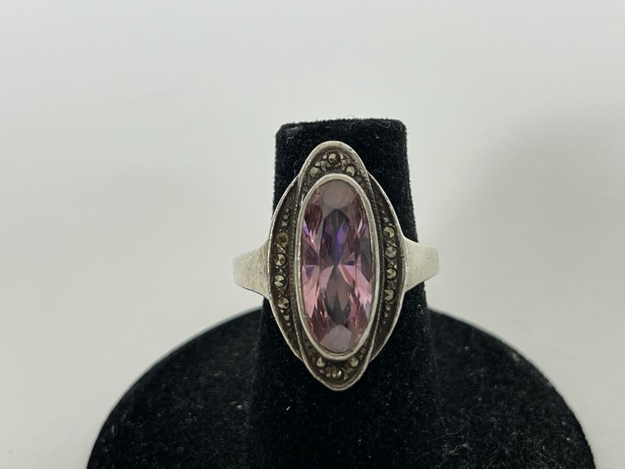 Vintage Sterling Silver Ring With Stone Size 5.25 5.5g [Photo 3]