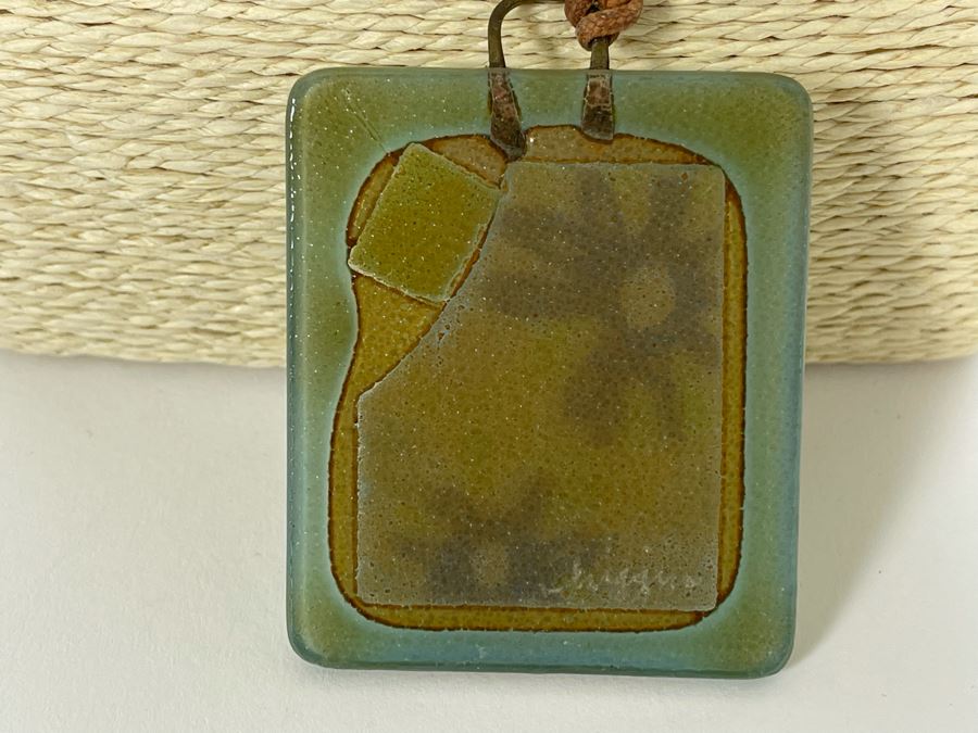 Signed Mid-Century Art Glass Pendant Necklace [Photo 4]