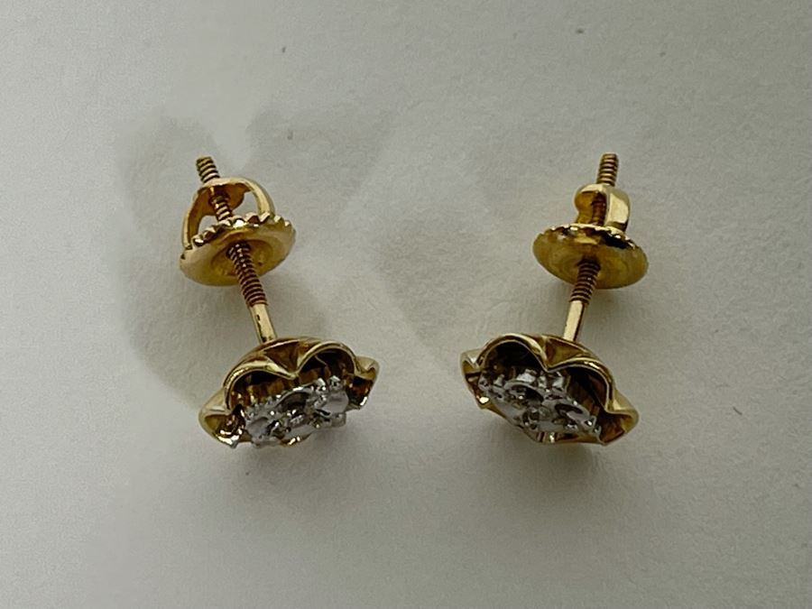 14K Gold Screwback Diamond Earrings 2g [Photo 4]
