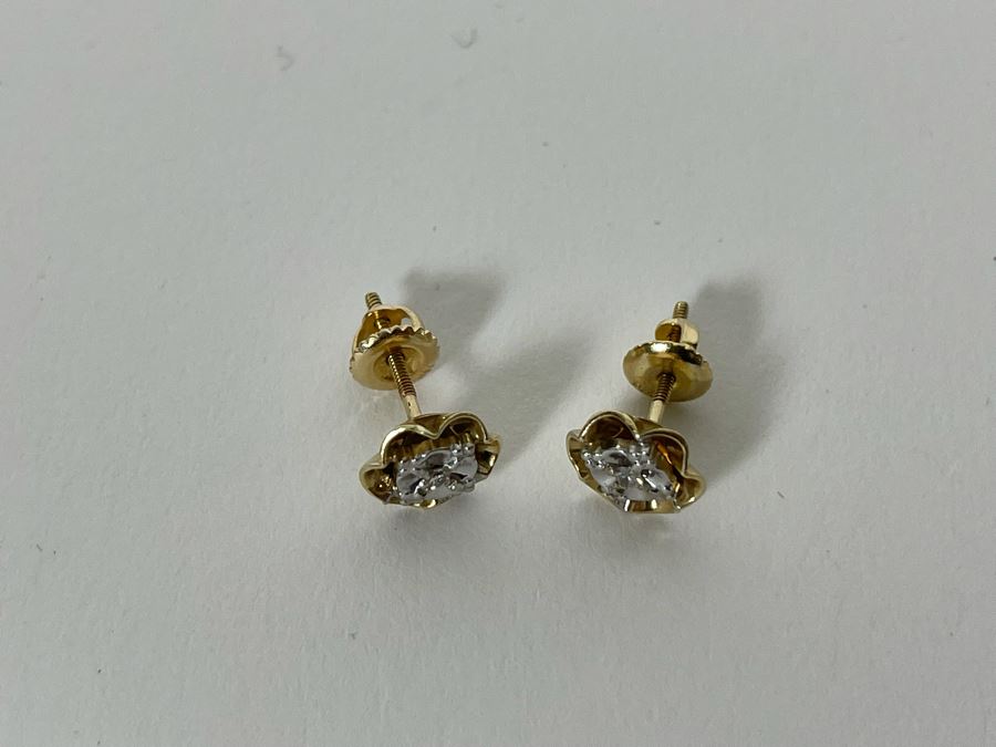 14K Gold Screwback Diamond Earrings 2g [Photo 5]
