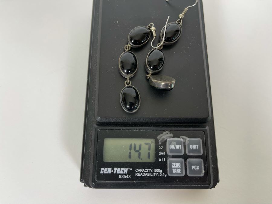 Sterling Silver Black Onyx Earrings 14.7g [Photo 9]