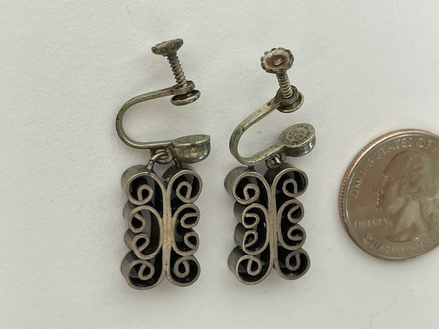 Vintage Sterling Silver Screwback Earrings 12.2g [Photo 5]