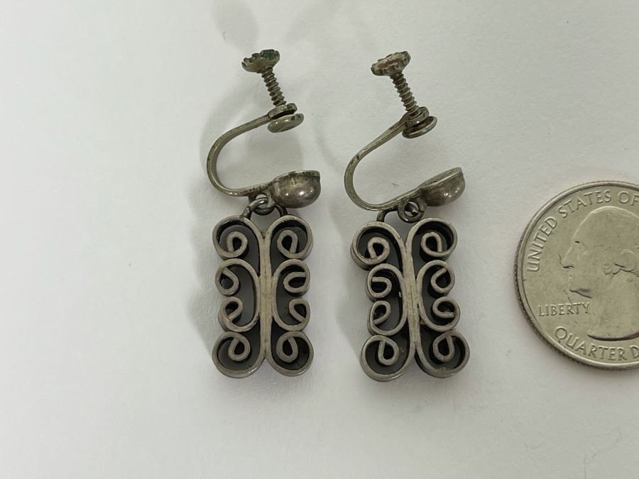 Vintage Sterling Silver Screwback Earrings 12.2g [Photo 3]