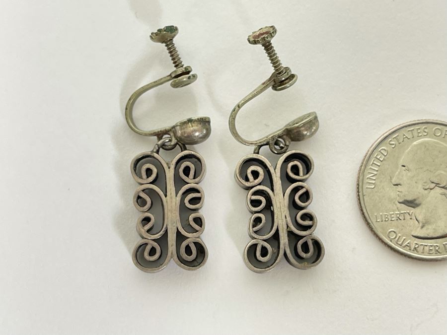 Vintage Sterling Silver Screwback Earrings 12.2g [Photo 1]