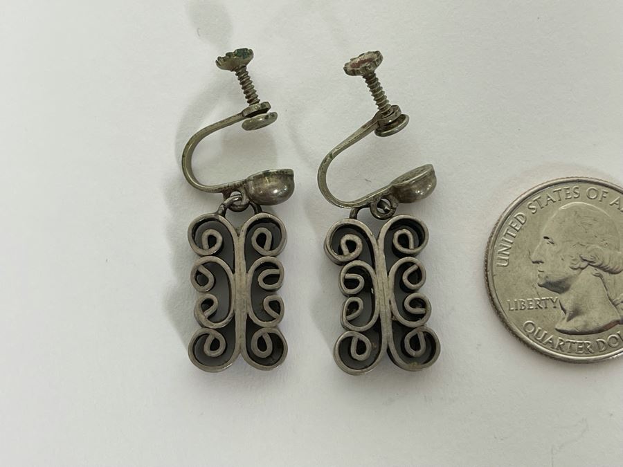 Vintage Sterling Silver Screwback Earrings 12.2g [Photo 2]