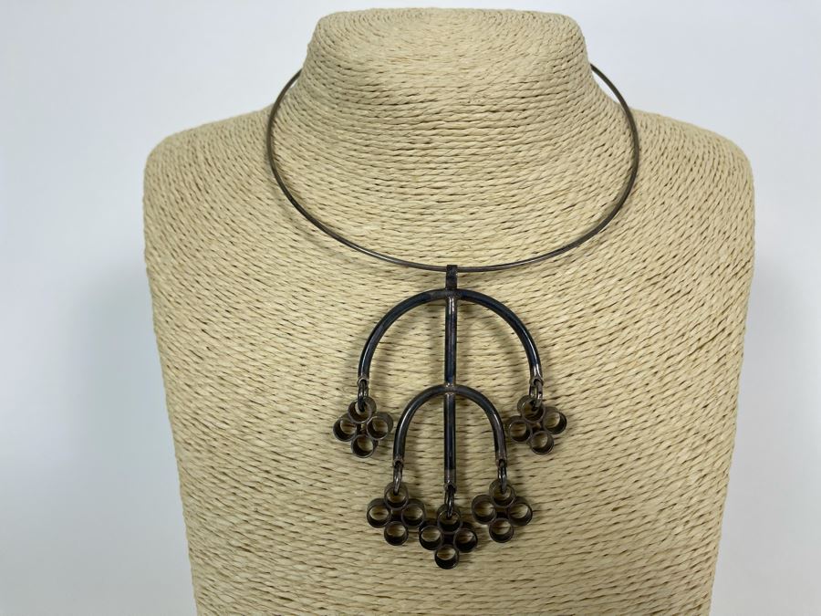 Signed Tiffany & Co Sterling Silver Pendant Necklace 28.1g [Photo 4]